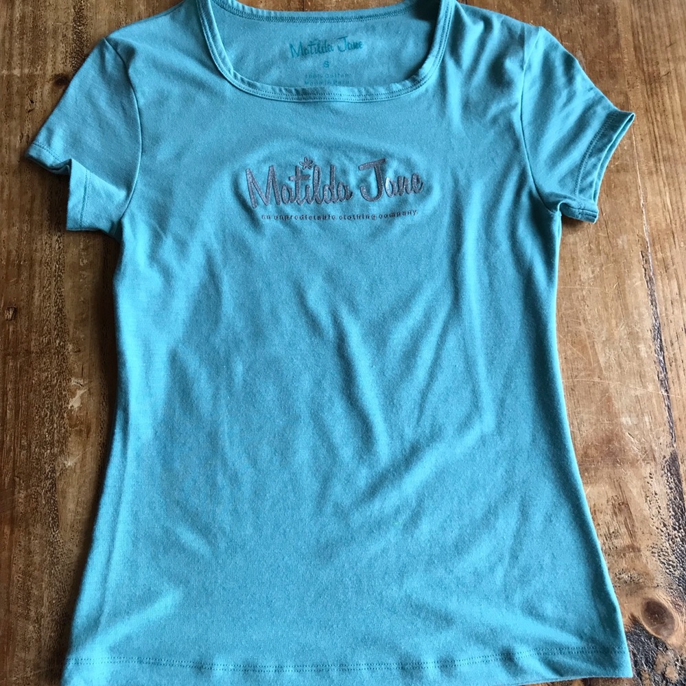 Matilda Jane Teal Logo Short Sleeve T-shirt Sz S
